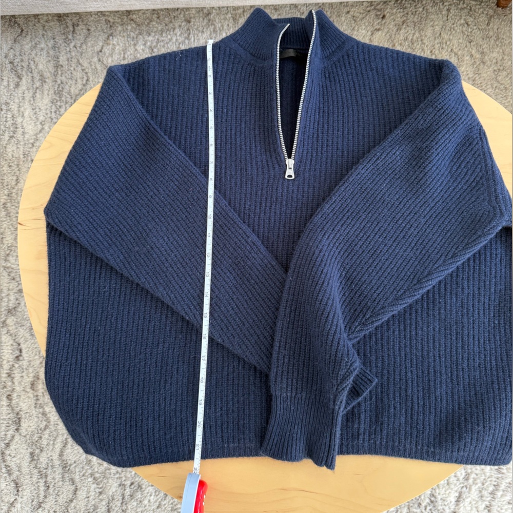 Jenni Kayne Navy Half-Zip Cashmere sweater in small - Picture 3 of 9